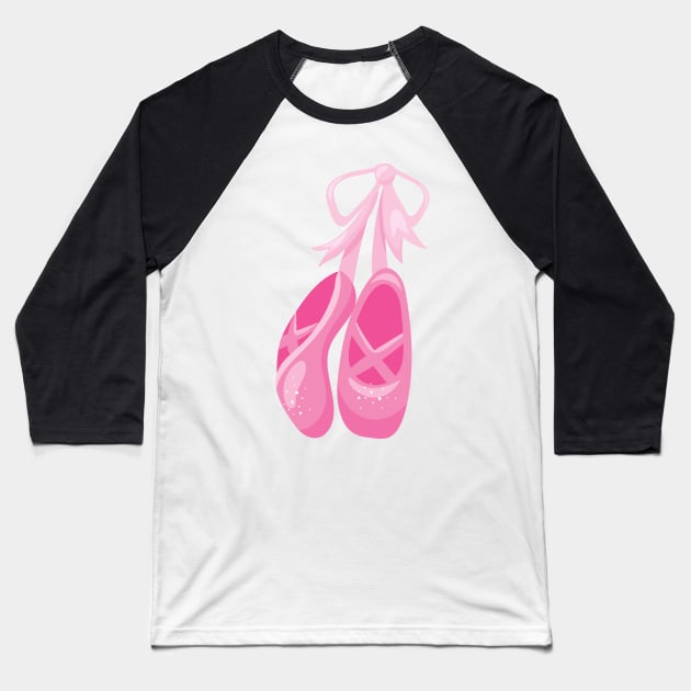 Ballet Shoes, Ballet Slippers, Ballet Dance, Pink Baseball T-Shirt by Jelena Dunčević